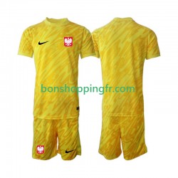 Maillot Domicile Pologne Gardien 2024 Manches Courtes Jeune Enfant(+shorts)