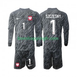 Maillot Extérieur Pologne Gardien Szczesny 1 2024 Manches Longues Jeune Enfant(+shorts)