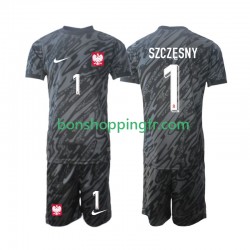 Maillot Extérieur Pologne Gardien Szczesny 1 2024 Manches Courtes Jeune Enfant(+shorts)
