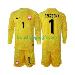 Maillot Domicile Pologne Gardien Szczesny 1 2024 Manches Longues Jeune Enfant(+shorts)