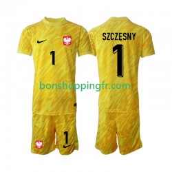 Maillot Domicile Pologne Gardien Szczesny 1 2024 Manches Courtes Jeune Enfant(+shorts)