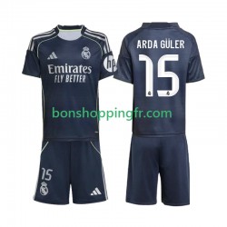 Maillot Extérieur Real Madrid Arda Guler 15 2025-2026 Manches Courtes Jeune Enfant(+shorts)