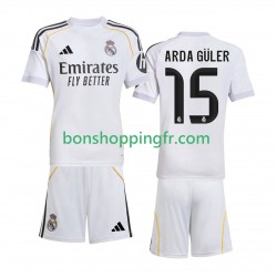 Maillot Domicile Real Madrid Arda Guler 15 2025-2026 Manches Courtes Jeune Enfant(+shorts)