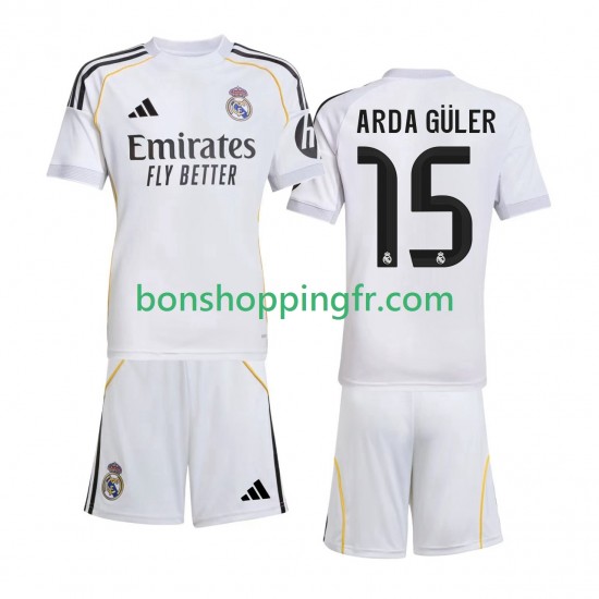 Maillot Domicile Real Madrid Arda Guler 15 2025-2026 Manches Courtes Jeune Enfant(+shorts) Maillot Domicile Real Madrid Arda Guler 15 2025-2026 Manches Courtes Jeune Enfant(+shorts)