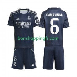 Maillot Extérieur Real Madrid Camavinga 6 2025-2026 Manches Courtes Jeune Enfant(+shorts)
