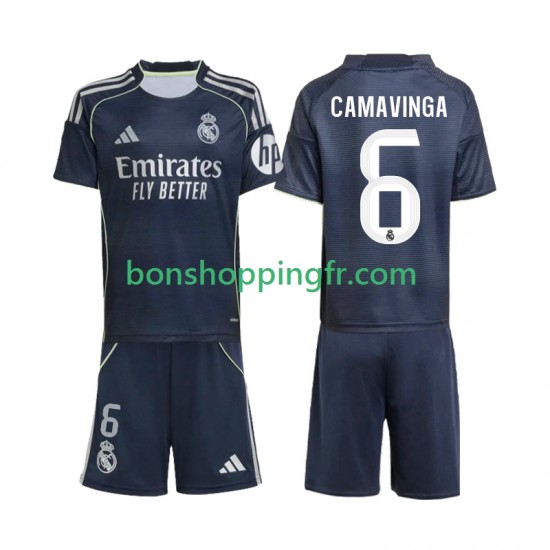 Maillot Extérieur Real Madrid Camavinga 6 2025-2026 Manches Courtes Jeune Enfant(+shorts) Maillot Extérieur Real Madrid Camavinga 6 2025-2026 Manches Courtes Jeune Enfant(+shorts)