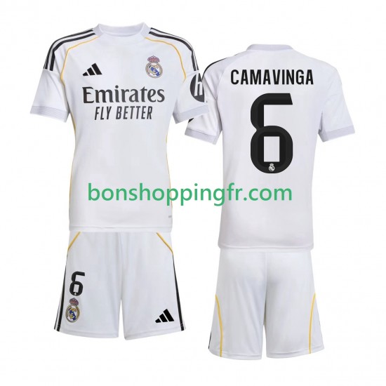 Maillot Domicile Real Madrid Camavinga 6 2025-2026 Manches Courtes Jeune Enfant(+shorts) Maillot Domicile Real Madrid Camavinga 6 2025-2026 Manches Courtes Jeune Enfant(+shorts)
