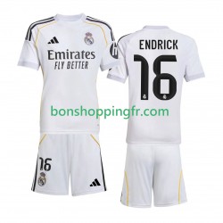 Maillot Domicile Real Madrid Endrick 16 2025-2026 Manches Courtes Jeune Enfant(+shorts)