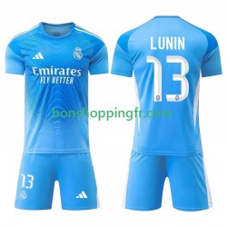 Maillot Domicile Real Madrid Gardien Andriy Lunin 13 2025-2026 Manches Courtes Jeune Enfant(+shorts)