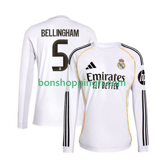 Maillot Domicile Real Madrid Jude Bellingham 5 2025-2026 Manches Longues Homme Maillot Domicile Real Madrid Jude Bellingham 5 2025-2026 Manches Longues Homme