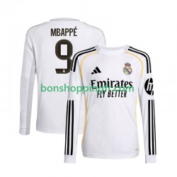 Maillot Domicile Real Madrid Kylian Mbappe 9 2025-2026 Manches Longues Homme
