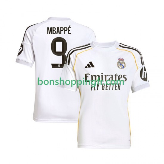 Maillot Domicile Real Madrid Kylian Mbappe 9 2025-2026 Manches Courtes Homme Maillot Domicile Real Madrid Kylian Mbappe 9 2025-2026 Manches Courtes Homme