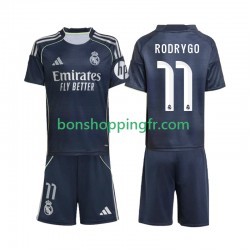 Maillot Extérieur Real Madrid Rodrygo 11 2025-2026 Manches Courtes Jeune Enfant(+shorts)