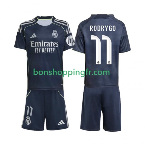 Maillot Extérieur Real Madrid Rodrygo 11 2025-2026 Manches Courtes Jeune Enfant(+shorts) Maillot Extérieur Real Madrid Rodrygo 11 2025-2026 Manches Courtes Jeune Enfant(+shorts)