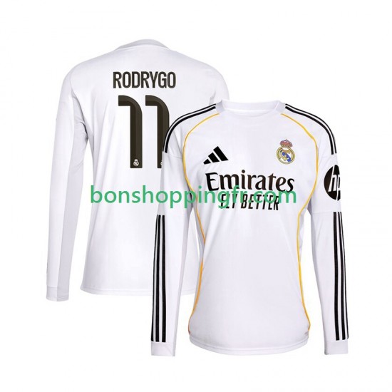 Maillot Domicile Real Madrid Rodrygo 11 2025-2026 Manches Longues Homme Maillot Domicile Real Madrid Rodrygo 11 2025-2026 Manches Longues Homme