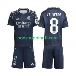 Maillot Extérieur Real Madrid Valverde 8 2025-2026 Manches Courtes Jeune Enfant(+shorts)