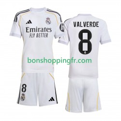 Maillot Domicile Real Madrid Valverde 8 2025-2026 Manches Courtes Jeune Enfant(+shorts)