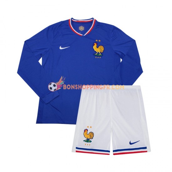 Maillot Domicile France Euro 2024 Manches Longues Jeune Enfant(+shorts)