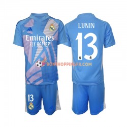 Maillot Domicile Real Madrid Gardien Andriy Lunin 13 2024-2025 Manches Courtes Jeune Enfant(+shorts)