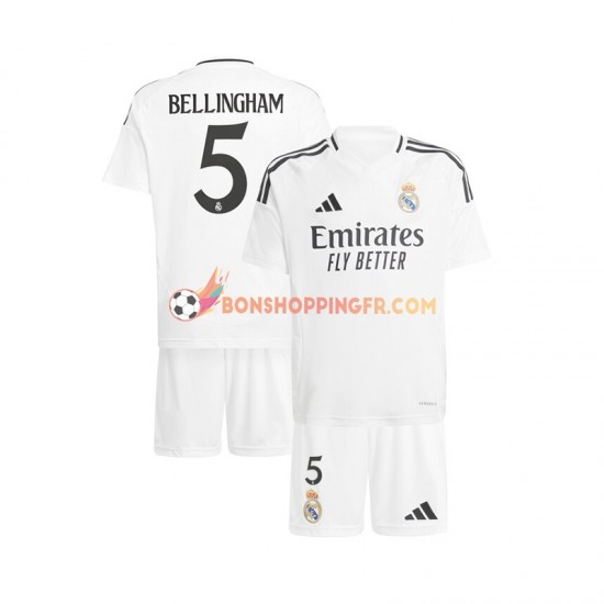 Maillot Domicile Real Madrid Jude Bellingham 5 2024-2025 Blanc Manches Courtes Jeune Enfant(+shorts)