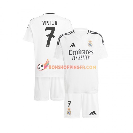 Maillot Domicile Real Madrid Vinicius Junior 7 2024-2025 Blanc Manches Courtes Jeune Enfant(+shorts)
