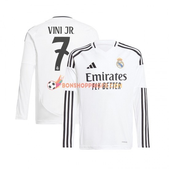 Maillot Domicile Real Madrid Vinicius Junior 7 2024-2025 Blanc Manches Longues Homme