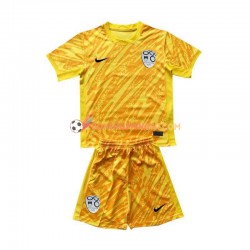 Maillot Domicile Slovénie Gardien Euro 2024 Jaune Manches Courtes Jeune Enfant(+shorts)