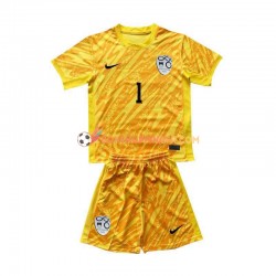 Maillot Domicile Slovénie Gardien Jan Oblak 1 Euro 2024 Jaune Manches Courtes Jeune Enfant(+shorts)