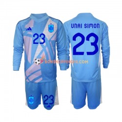 Maillot Domicile Espagne Gardien Unai Simon 23 Euro 2024 Manches Longues Jeune Enfant(+shorts)