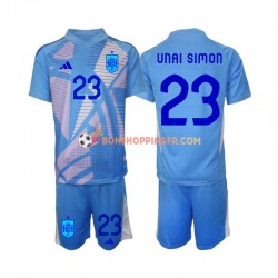 Maillot Domicile Espagne Gardien Unai Simon 23 Euro 2024 Manches Courtes Jeune Enfant(+shorts)