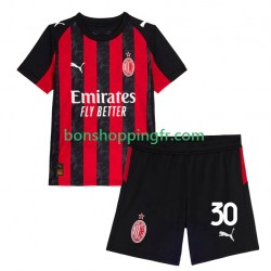 Maillot Domicile AC Milan Ardon Jashari 30 2025-2026 Manches Courtes Jeune Enfant(+shorts)