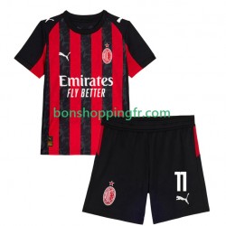 Maillot Domicile AC Milan Christian Pulisic 11 2025-2026 Manches Courtes Jeune Enfant(+shorts)