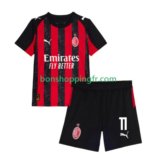 Maillot Domicile AC Milan Christian Pulisic 11 2025-2026 Manches Courtes Jeune Enfant(+shorts)