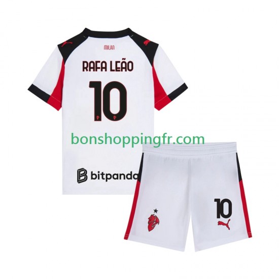 Maillot Extérieur AC Milan Rafael Leao 10 2025-2026 Manches Courtes Jeune Enfant(+shorts)