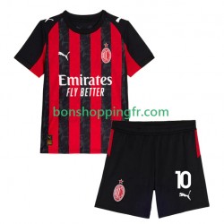 Maillot Domicile AC Milan Rafael Leao 10 2025-2026 Manches Courtes Jeune Enfant(+shorts)