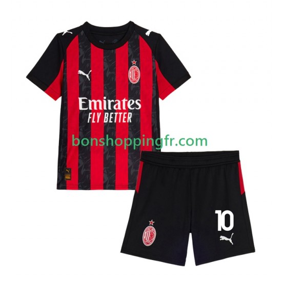 Maillot Domicile AC Milan Rafael Leao 10 2025-2026 Manches Courtes Jeune Enfant(+shorts)