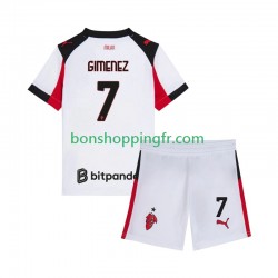 Maillot Extérieur AC Milan Santiago Gimenez 7 2025-2026 Manches Courtes Jeune Enfant(+shorts)
