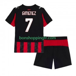 Maillot Domicile AC Milan Santiago Gimenez 7 2025-2026 Manches Courtes Jeune Enfant(+shorts)