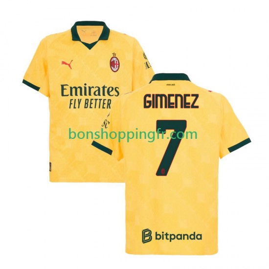 Maillot 3ème AC Milan Santiago Gimenez 7 2025-2026 Manches Courtes Homme Maillot 3ème AC Milan Santiago Gimenez 7 2025-2026 Manches Courtes Homme