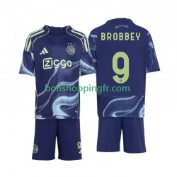 Maillot Extérieur Ajax Amsterdam Brian Brobbey 9 2025-2026 Manches Courtes Jeune Enfant(+shorts)