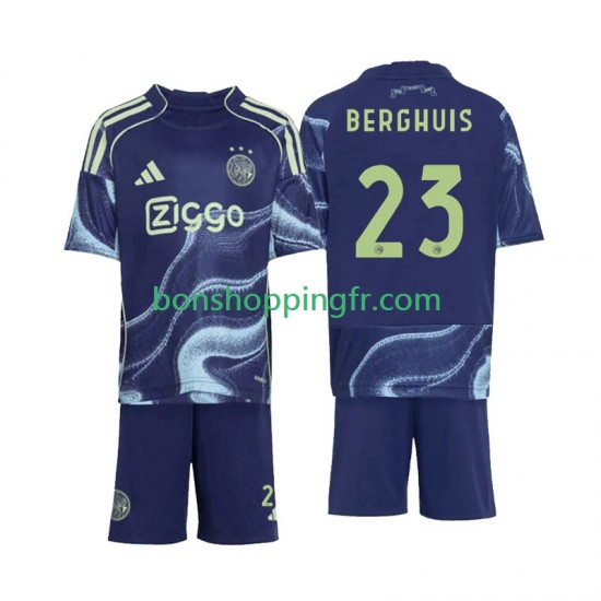 Maillot Extérieur Ajax Amsterdam Steven Berghuis 23 2025-2026 Manches Courtes Jeune Enfant(+shorts)