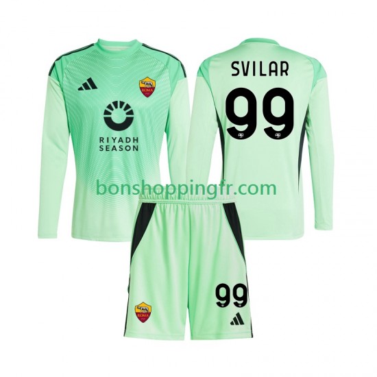 Maillot Extérieur 4ème AS Rome Gardien Mile Svilar 99 2025-2026 Manches Longues Jeune Enfant(+shorts)