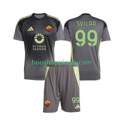 Maillot Domicile AS Rome Gardien Mile Svilar 99 2025-2026 Manches Courtes Jeune Enfant(+shorts)