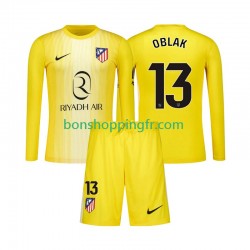 Maillot Domicile Atlético Madrid Gardien Jan Oblak 13 2025-2026 Manches Longues Jeune Enfant(+shorts)