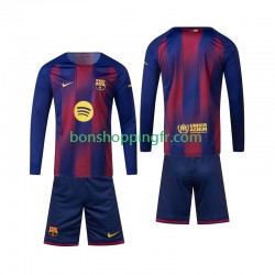 Maillot Domicile FC Barcelone 2025-2026 Manches Longues Jeune Enfant(+shorts)