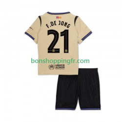Maillot Extérieur FC Barcelone Frenkie de Jong 21 UCL 2025-2026 Manches Courtes Jeune Enfant(+shorts)