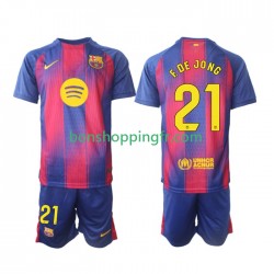 Maillot Domicile FC Barcelone Frenkie de Jong 21 2025-2026 Manches Courtes Jeune Enfant(+shorts)