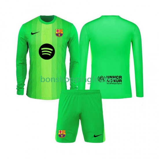 Maillot Domicile FC Barcelone Gardien 2025-2026 Manches Longues Jeune Enfant(+shorts)