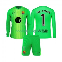 Maillot Domicile FC Barcelone Gardien Ter Stegen 1 2025-2026 Manches Longues Jeune Enfant(+shorts)