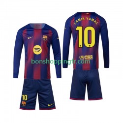 Maillot Domicile FC Barcelone Lamine Yamal 10 2025-2026 Manches Longues Jeune Enfant(+shorts)